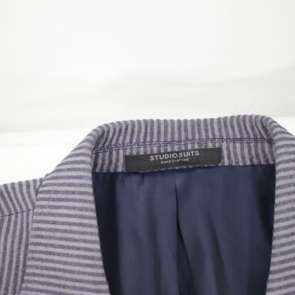 Studiosuits Sport Coat Men's 44/45 Seersucker Solbiati Zefiro striped peak lapel - Picture 6 of 10